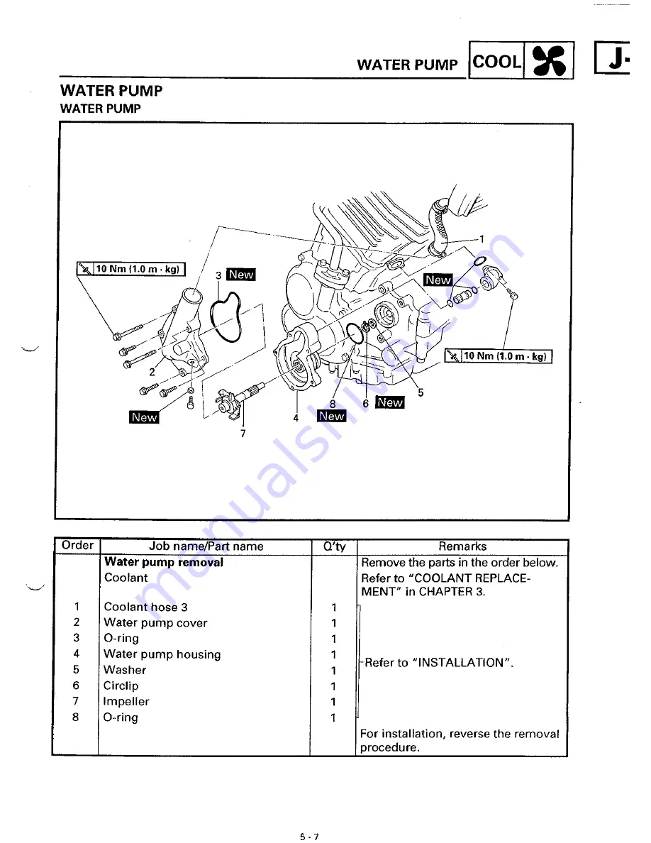 Yamaha TRX850H Service Manual Download Page 185