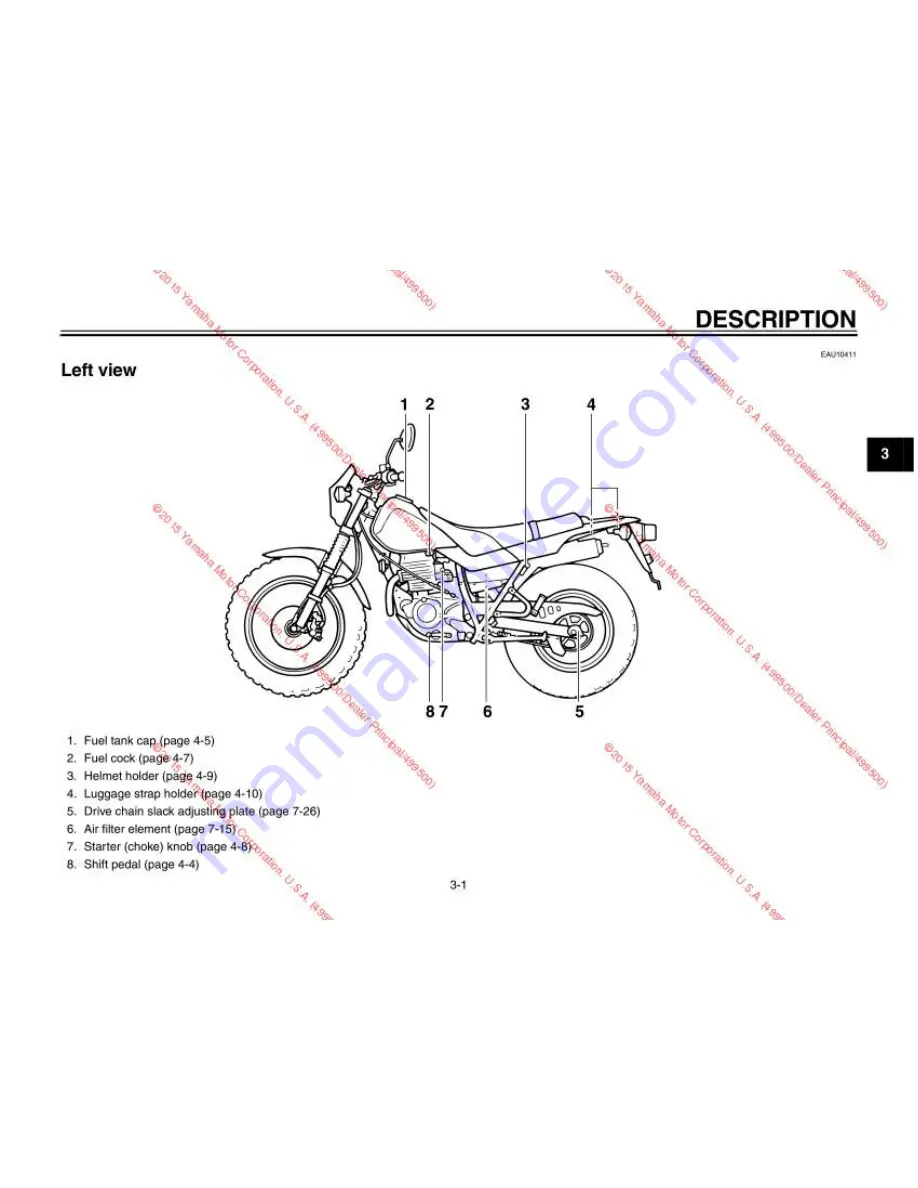 Yamaha TW200F1 Owner'S Manual Download Page 17