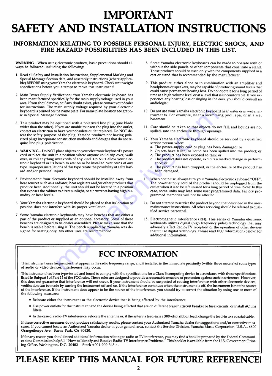 Yamaha US-1000 Owner'S Manual Download Page 4