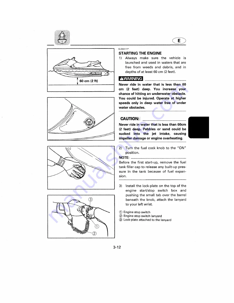 Yamaha WaveRunner GP1200W Owner'S Manual Download Page 60