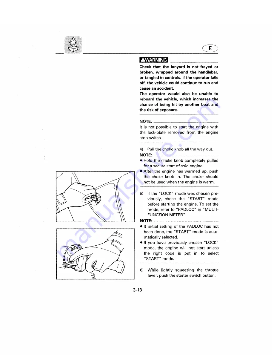 Yamaha WaveRunner GP1200W Owner'S Manual Download Page 61