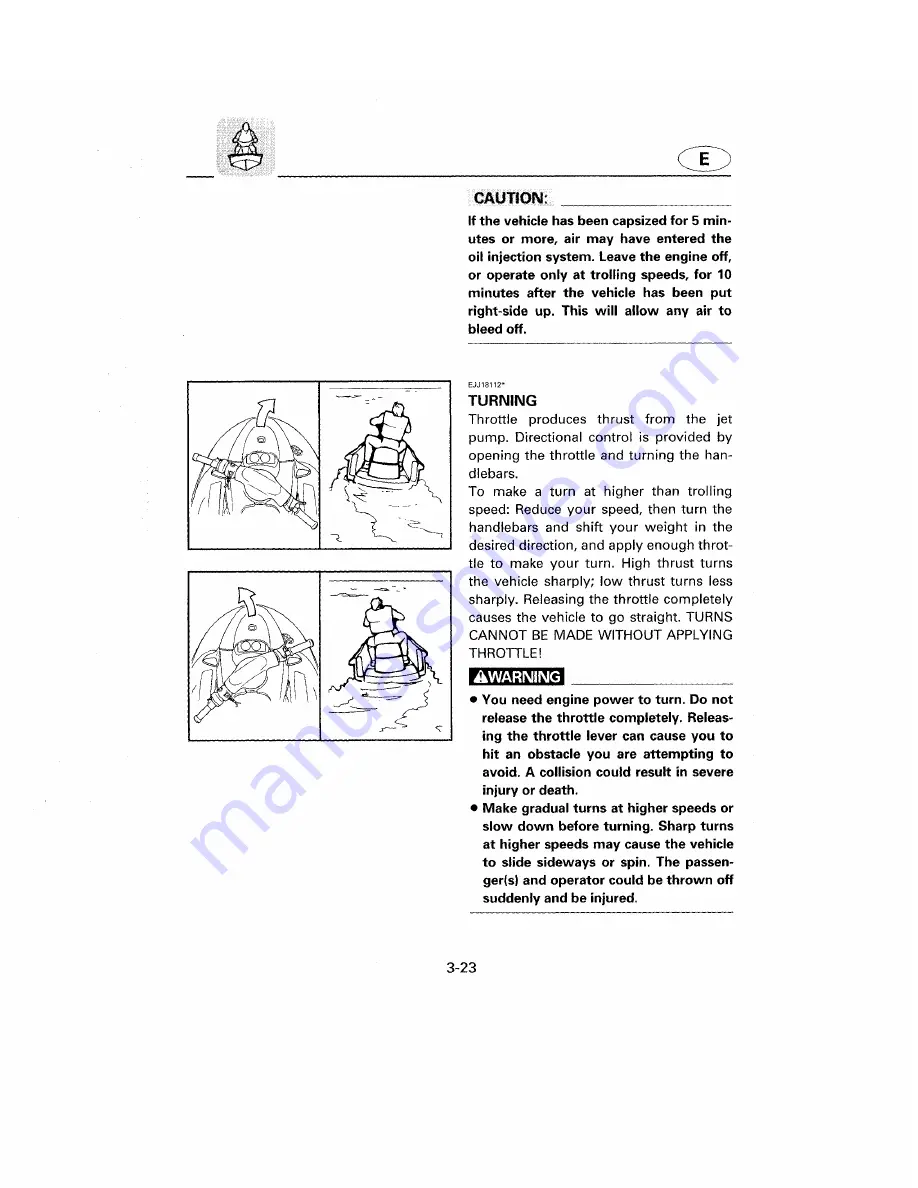 Yamaha WaveRunner GP1200W Owner'S Manual Download Page 71