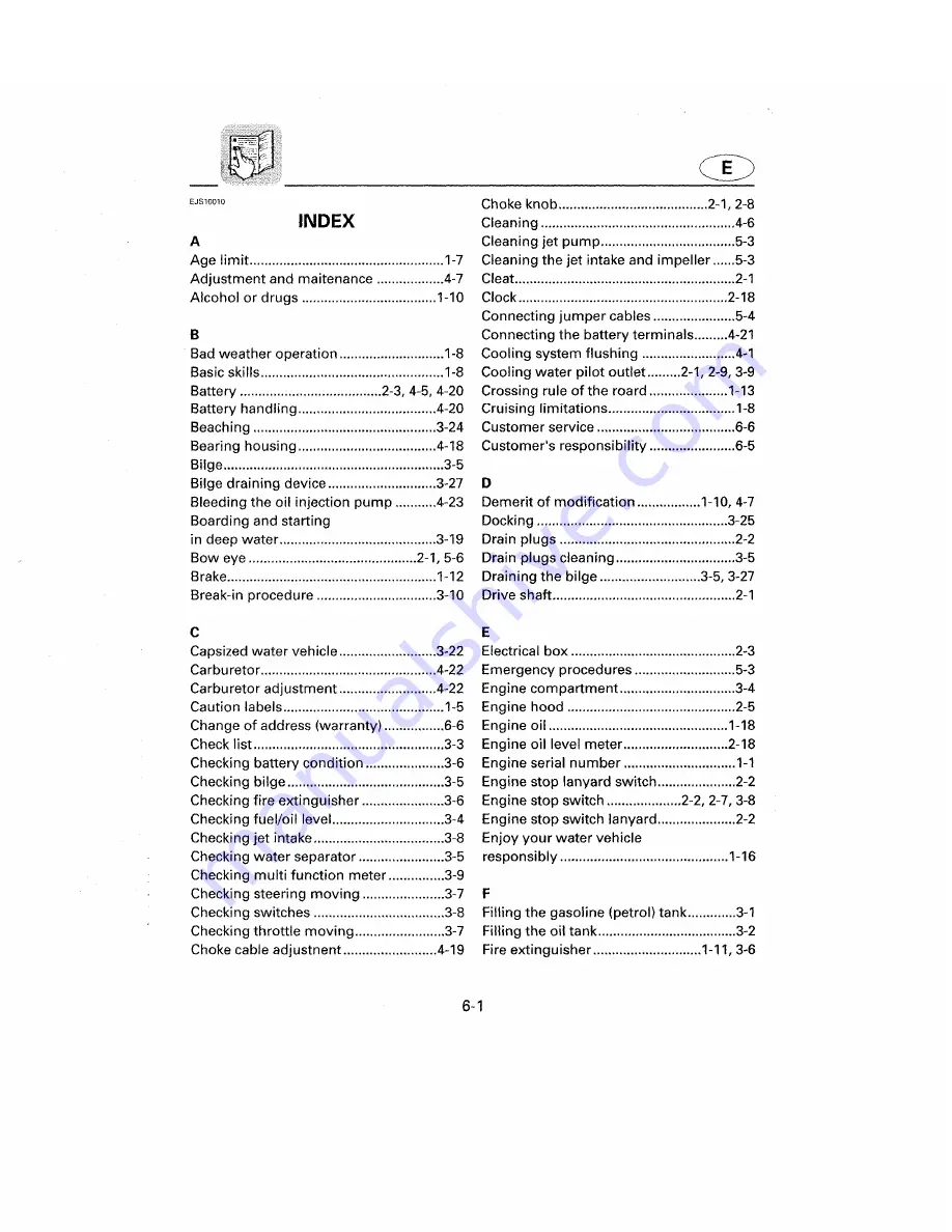 Yamaha WaveRunner GP1200W Owner'S Manual Download Page 113