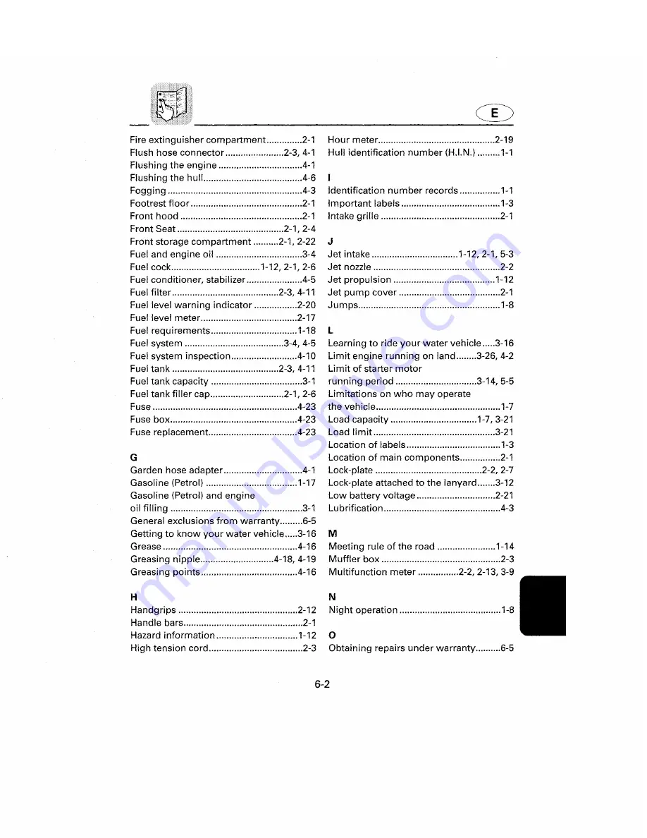 Yamaha WaveRunner GP1200W Owner'S Manual Download Page 114