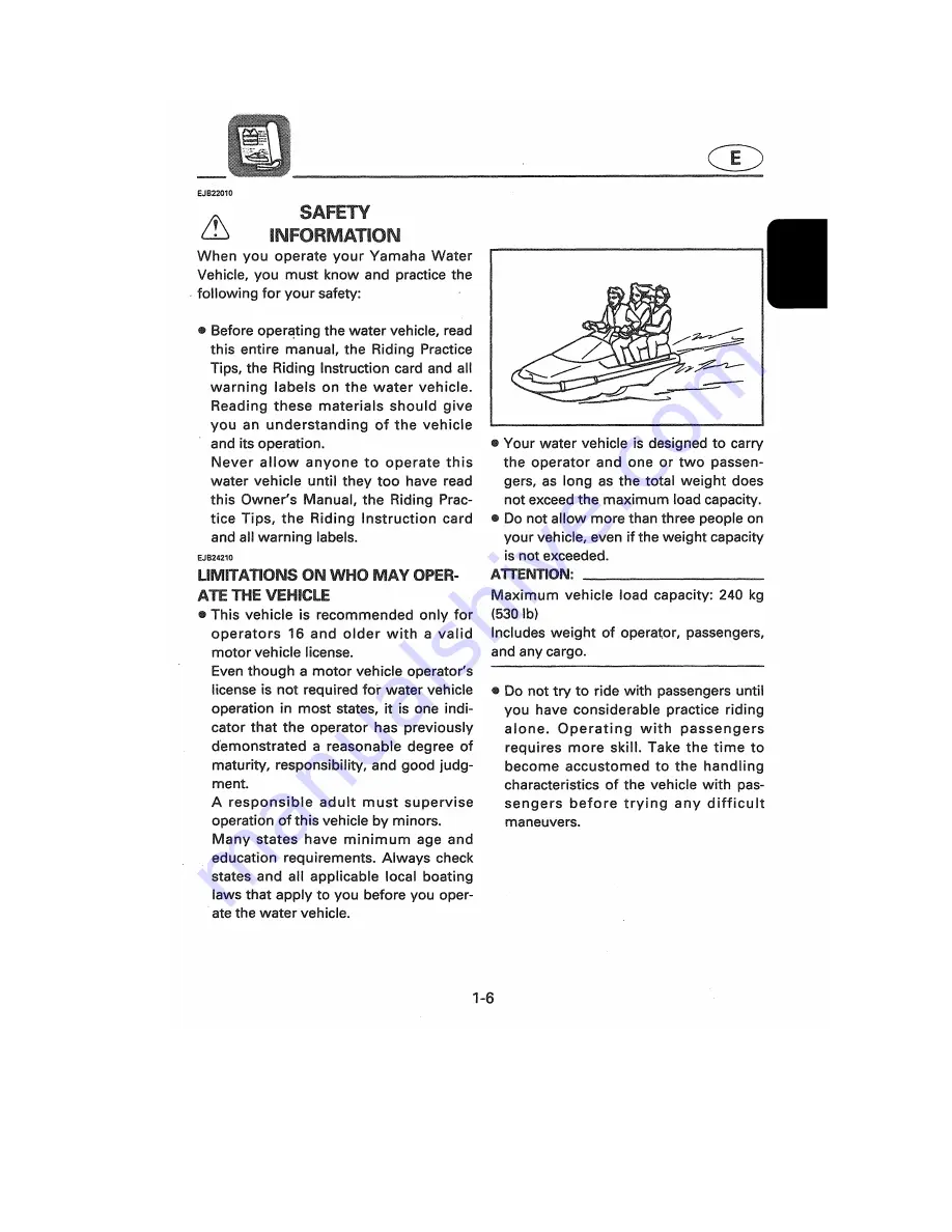 Yamaha WaveVenture WVT700BW Owner'S/Operator'S Manual Download Page 10