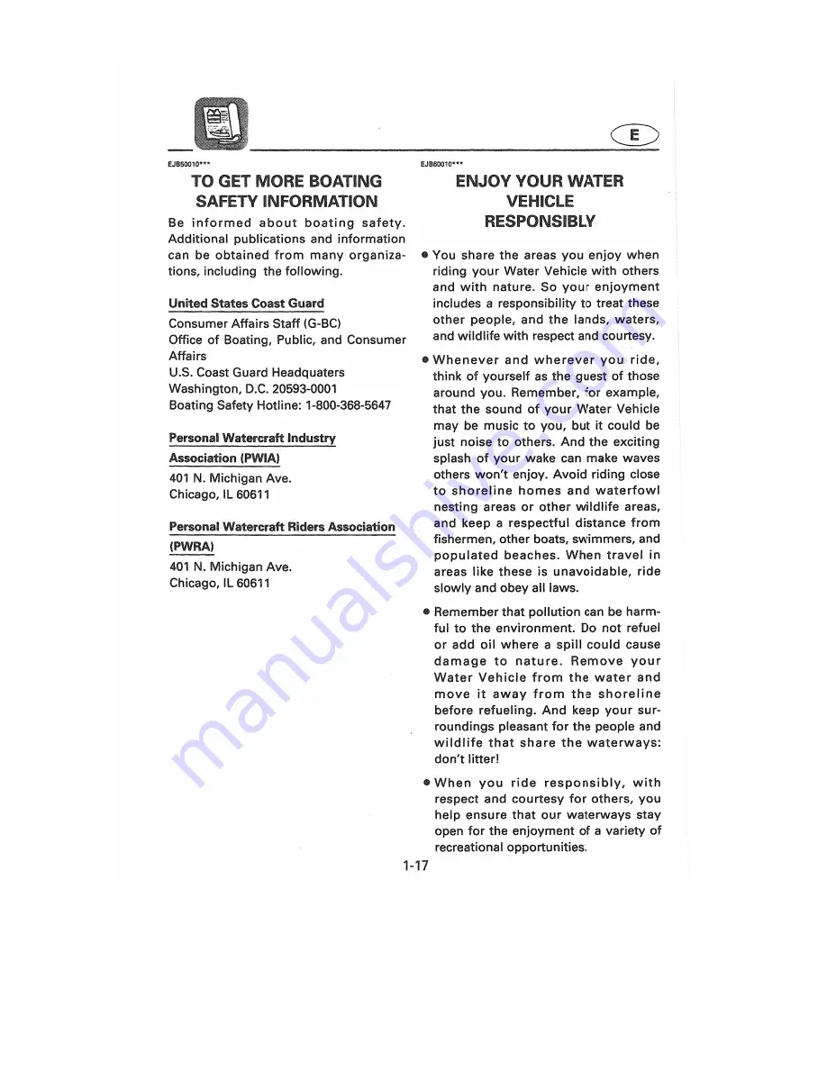 Yamaha WaveVenture WVT700BW Owner'S/Operator'S Manual Download Page 21