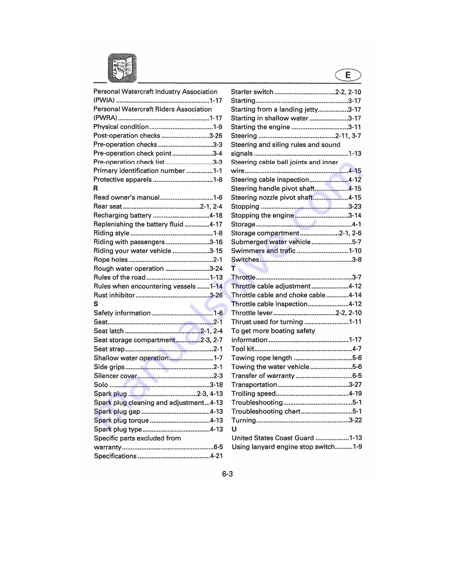 Yamaha WaveVenture WVT700BW Owner'S/Operator'S Manual Download Page 99