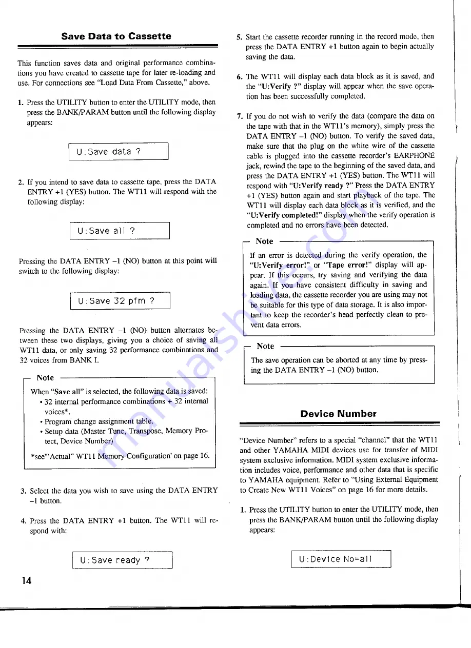 Yamaha WT-11 Operation Manual Download Page 16