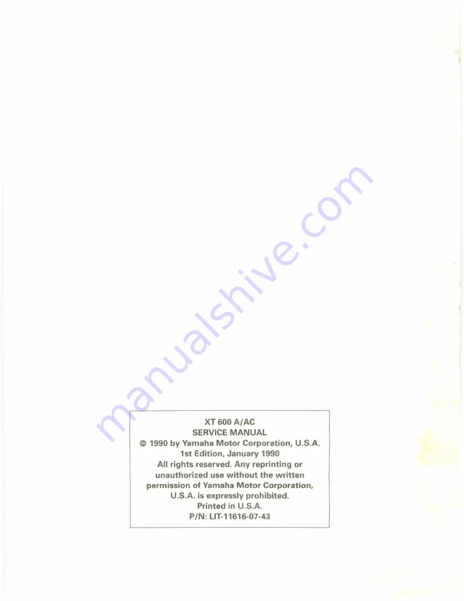 Yamaha XT 600 A Service Manual Download Page 1