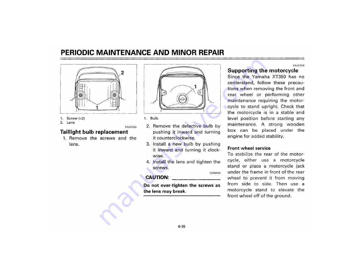 Yamaha XT350M Owner'S Manual Download Page 77