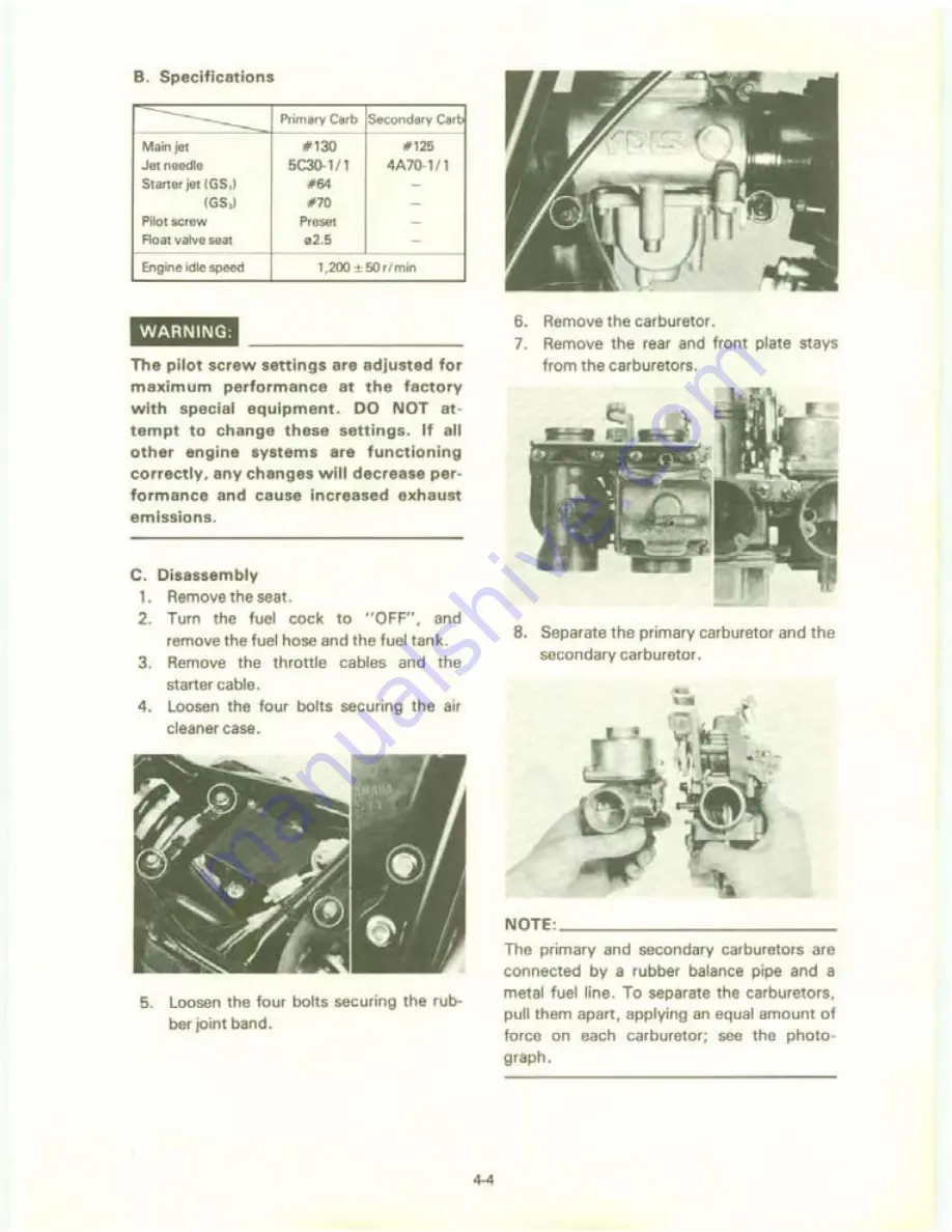 Yamaha XT550J Service Manual Download Page 86