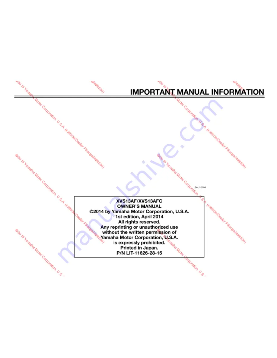 Yamaha XVS13AF Owner'S Manual Download Page 5