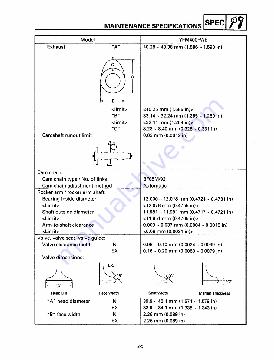 Yamaha YFM400FW Service Manual Download Page 63