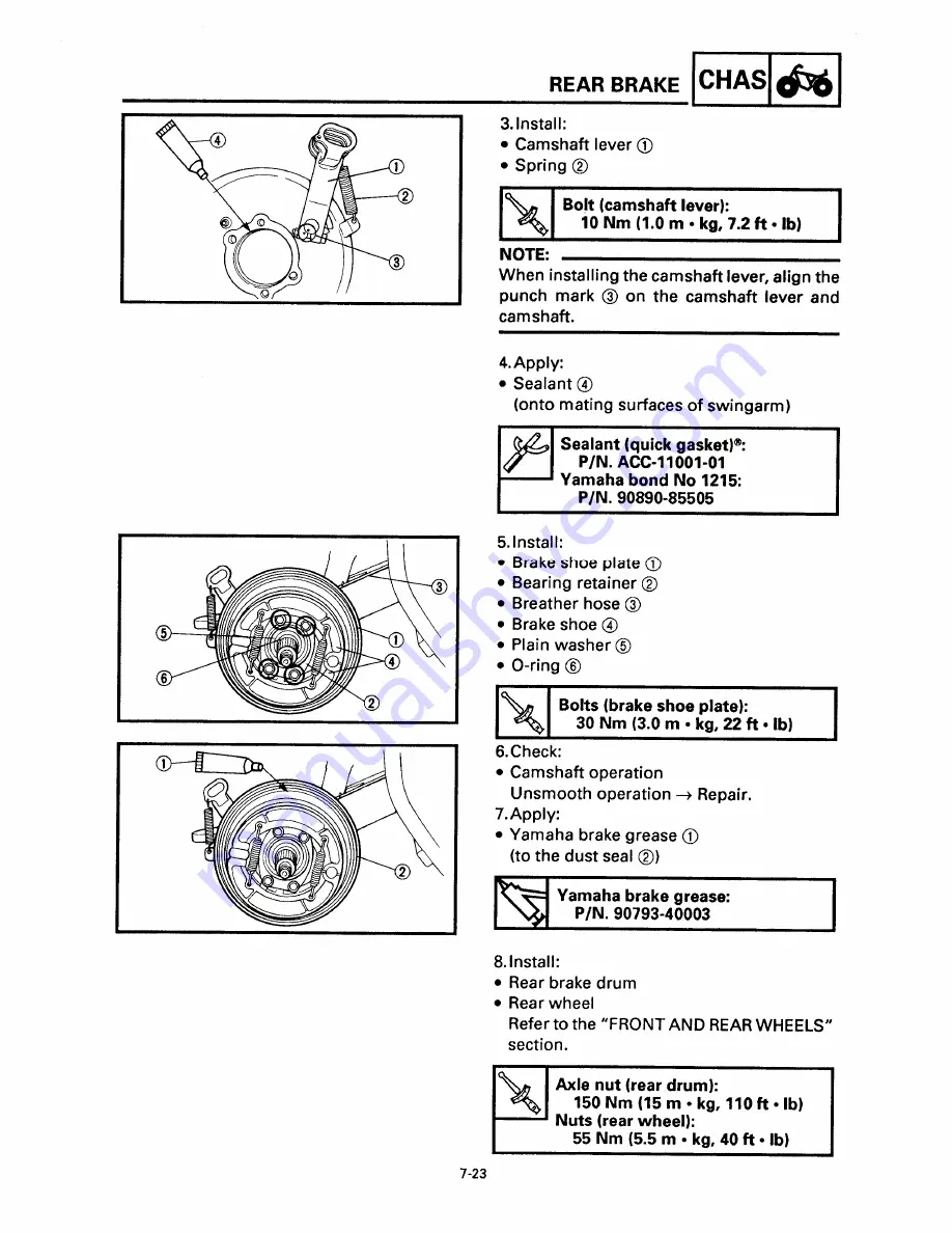 Yamaha YFM400FW Service Manual Download Page 340