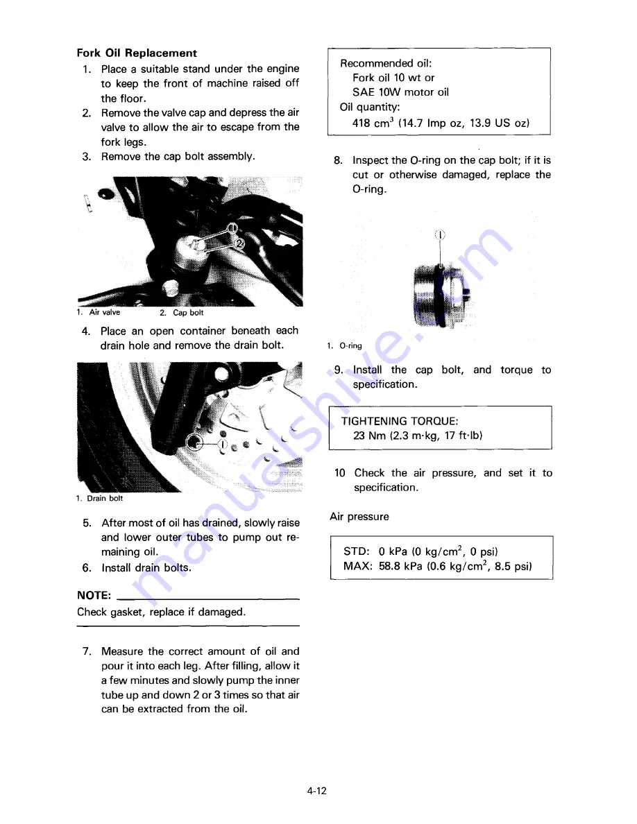 Yamaha YTZ250S 1986 Service Manual Download Page 91