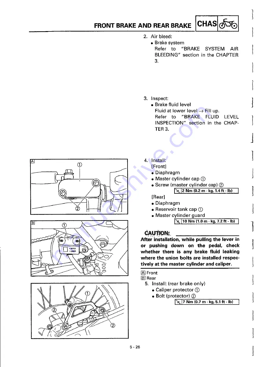 Yamaha YZ400FL Service Manual Download Page 458