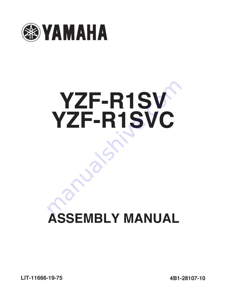 Yamaha YZF-R1SV Assembly Manual Download Page 1