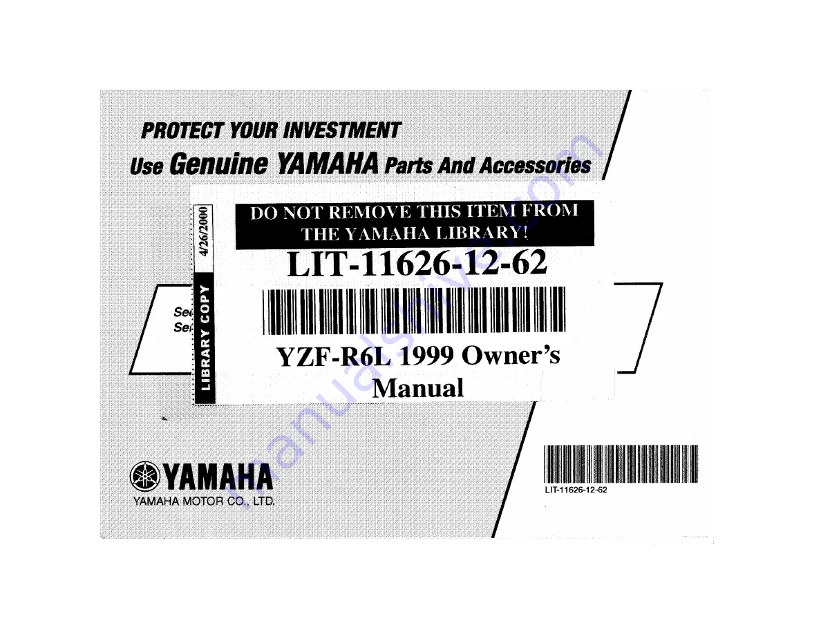 Yamaha YZF-R6L Owner'S Manual Download Page 121