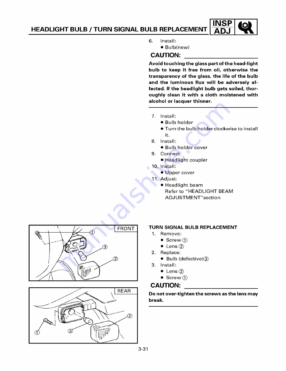 Yamaha ZUMA YW50T Service Manual Download Page 71