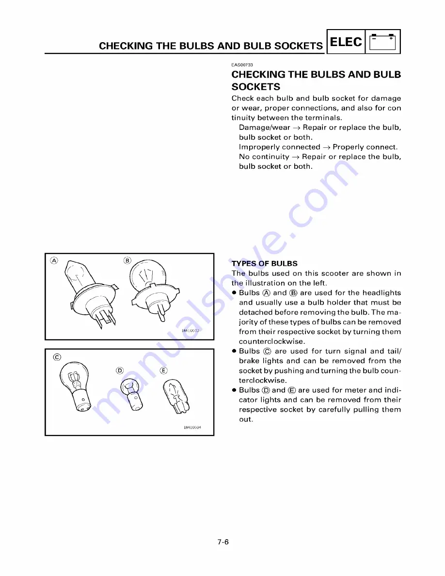 Yamaha ZUMA YW50T Service Manual Download Page 164