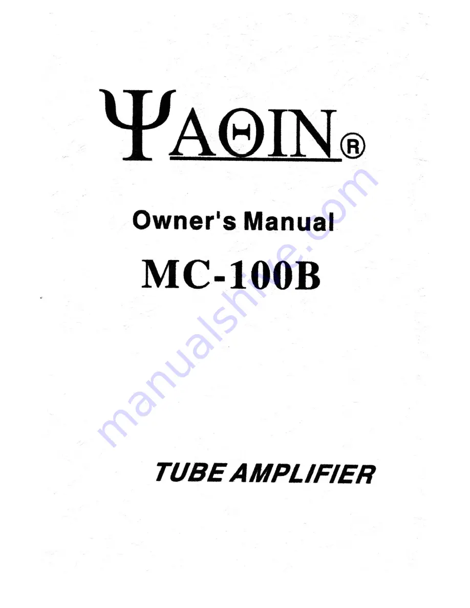 YAQIN MC-100B Owner'S Manual Download Page 1