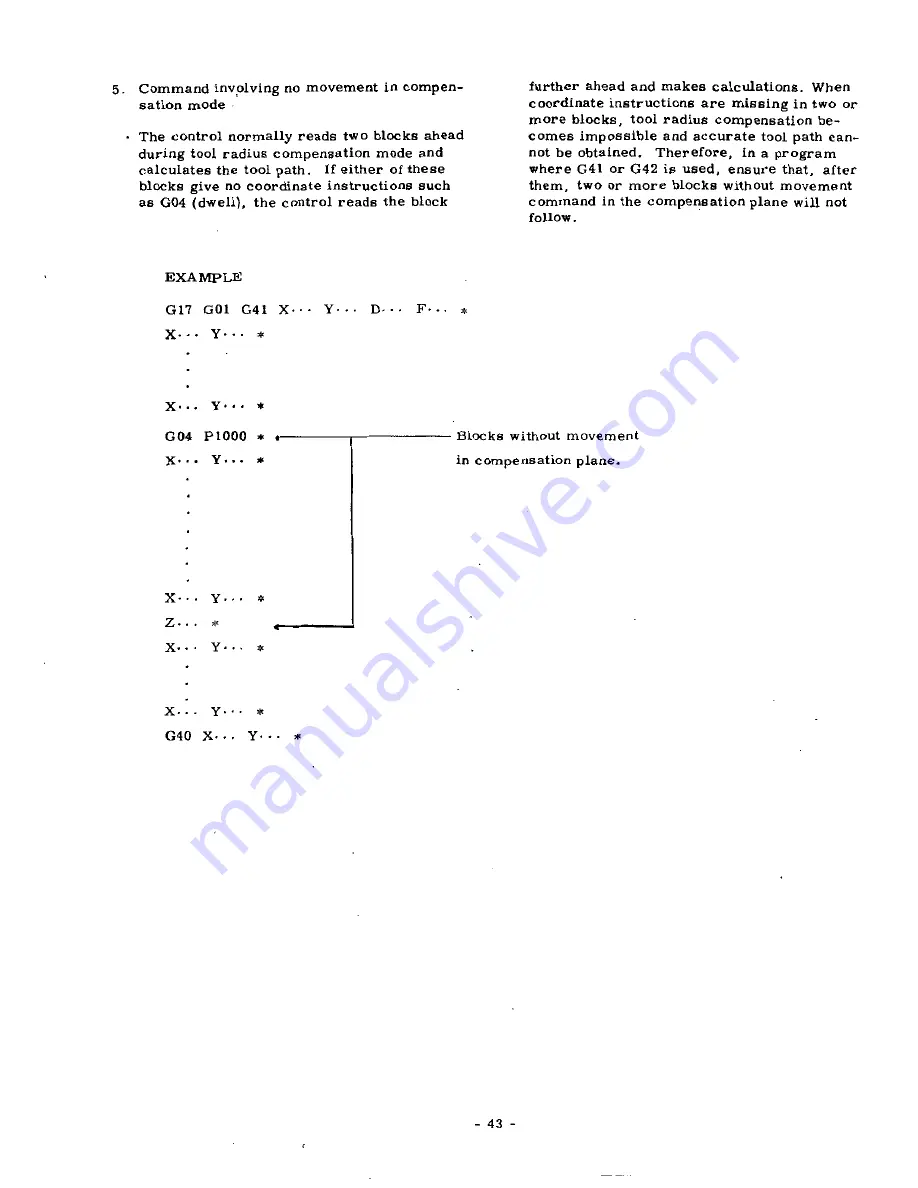 YASKAWA YASNAC 3000G Operator'S Manual Download Page 50