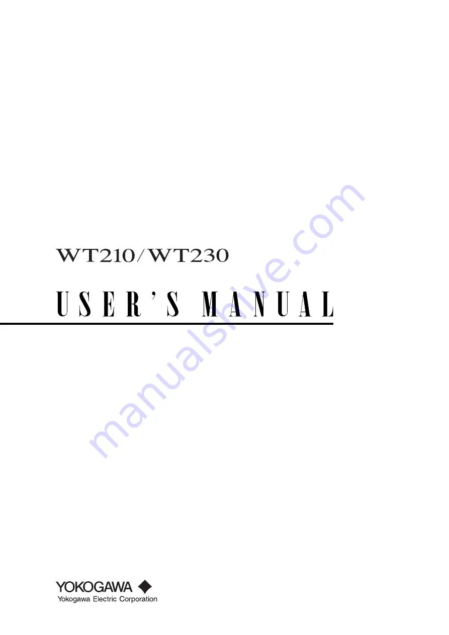 YOKOGAWA WT210 User Manual Download Page 1