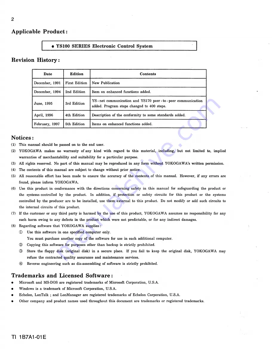 YOKOGAWA ys100 series Technical Information Download Page 2