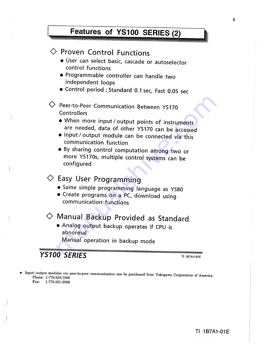 YOKOGAWA ys100 series Скачать руководство пользователя страница 5