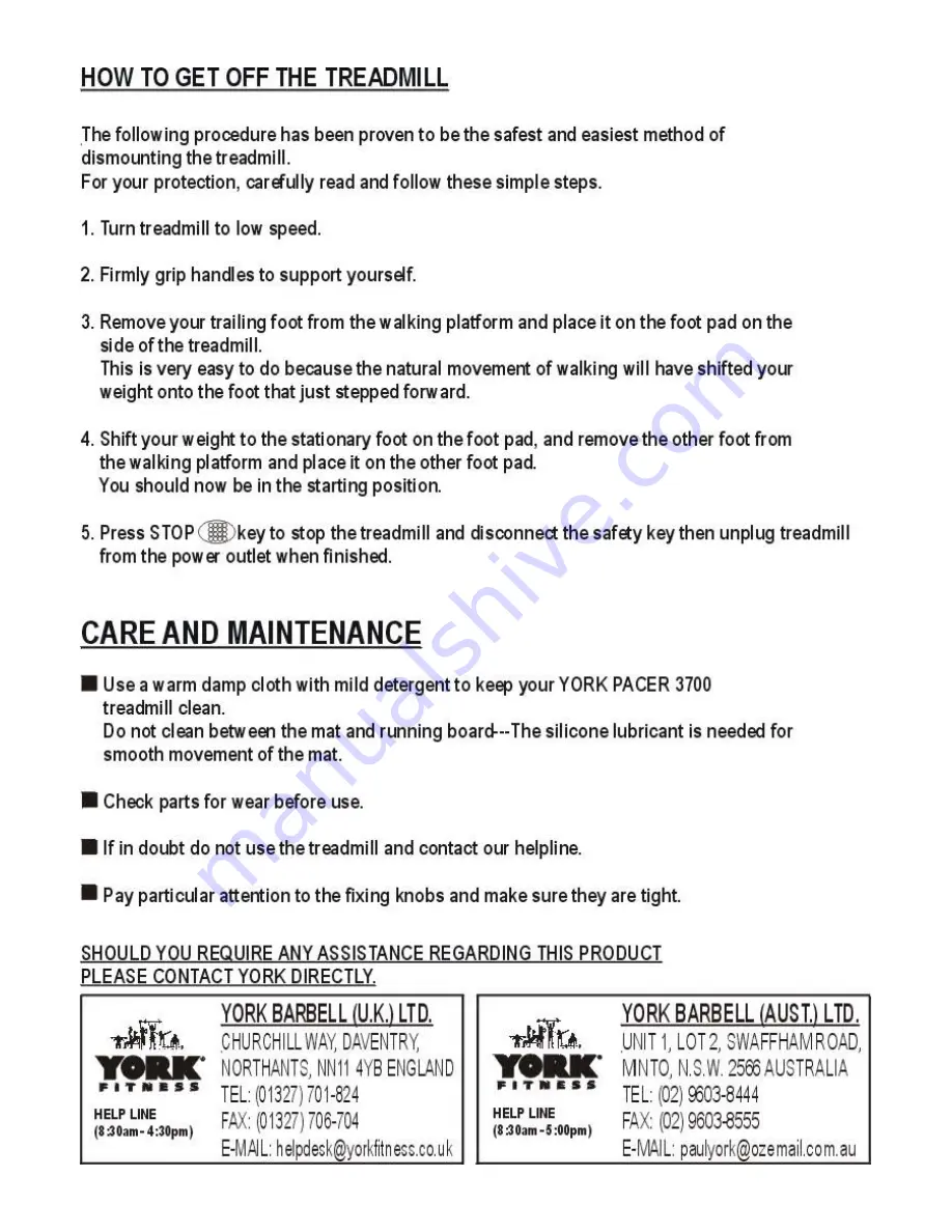 York Fitness YORK PACER 3700 Instruction Manual Download Page 11