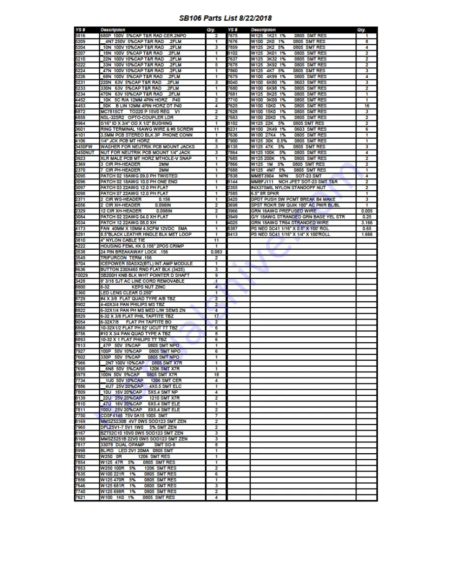 YORKVILLE Traynor SB106 Service Manual Download Page 8