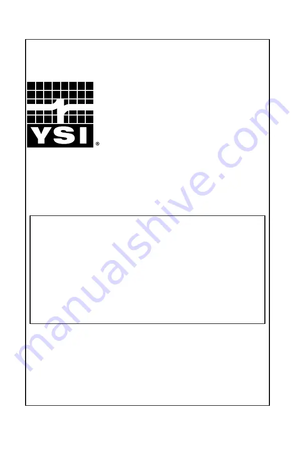 YSI MultiDO 5400 User Manual Download Page 1