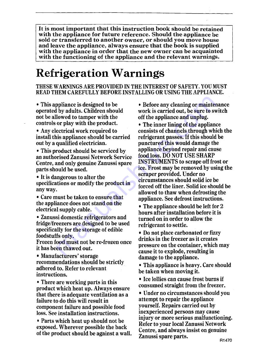 Zanussi 12R-Z21 Instructions For The Use And Care Download Page 2