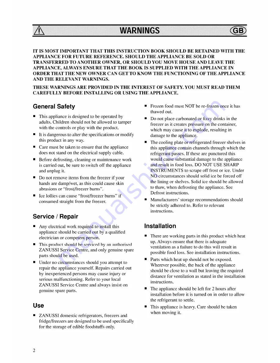 Zanussi 6 Instruction Booklet Download Page 2