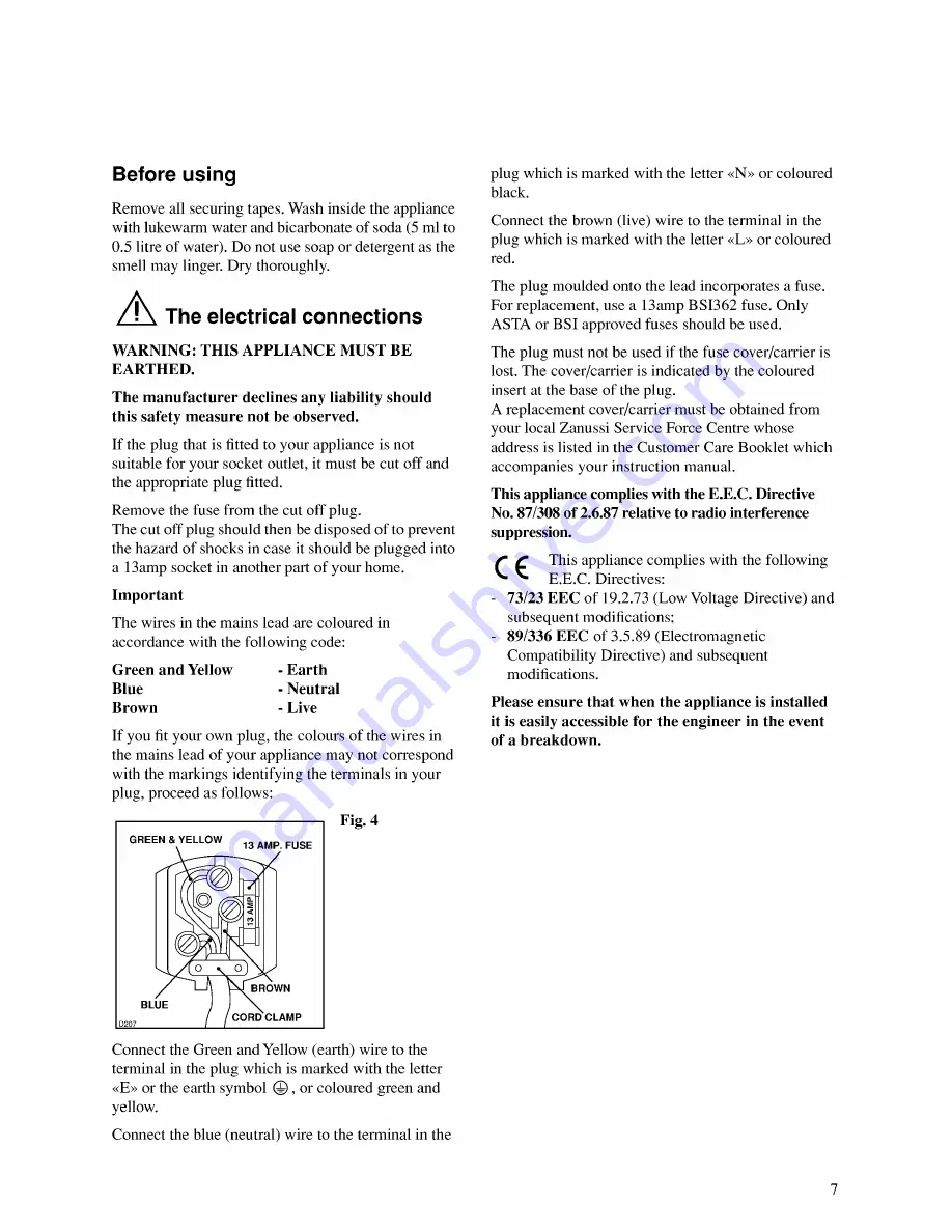 Zanussi 6 Instruction Booklet Download Page 7