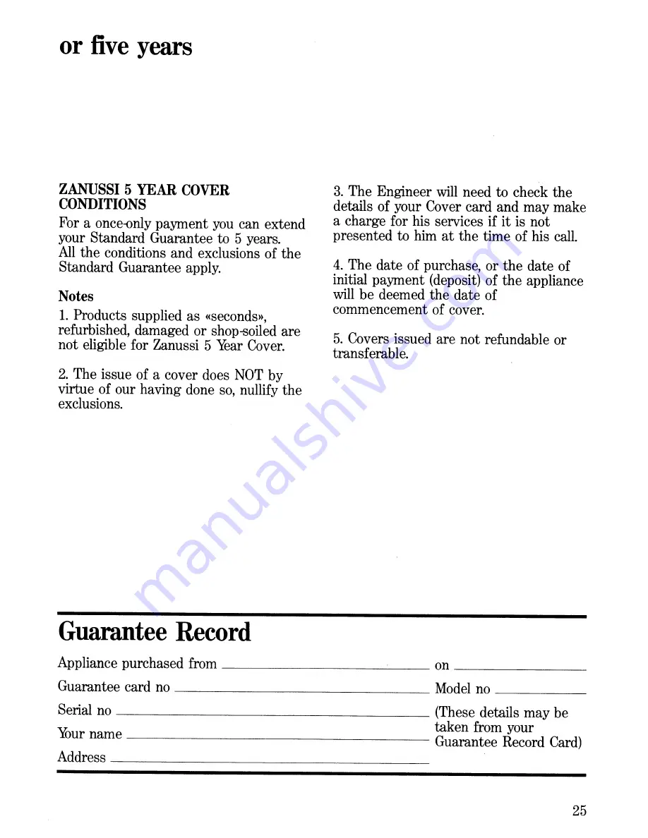 Zanussi DI 180/80 Use And Care Manual Download Page 25