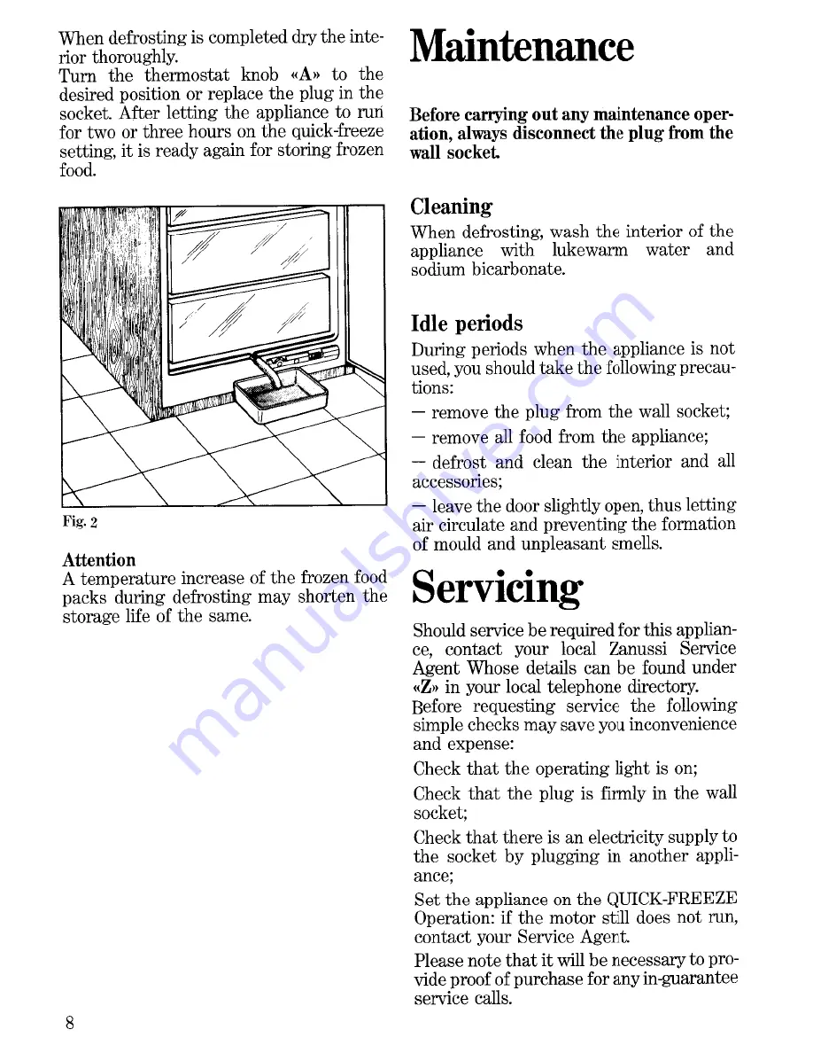 Zanussi DI 3121 Instructions For The Use And Care Download Page 8