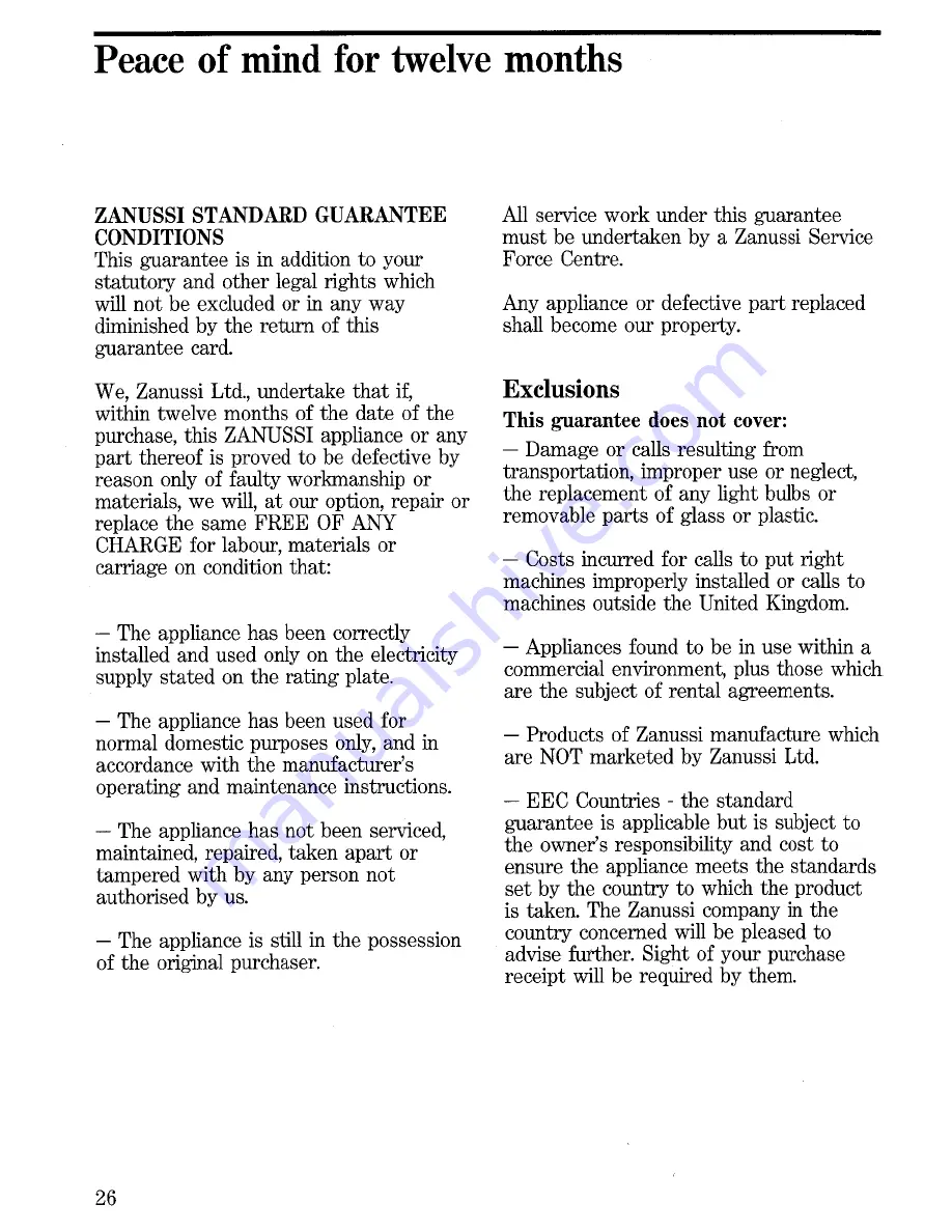 Zanussi Di220/95 Instructions For The Use And Care Download Page 26