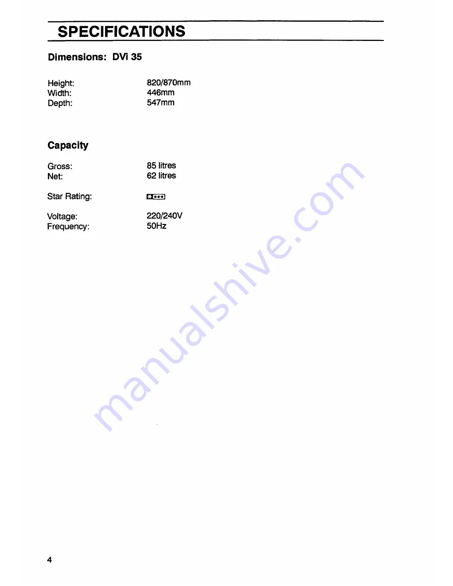 Zanussi DVi 35 Instructions For Use And Care Manual Download Page 6