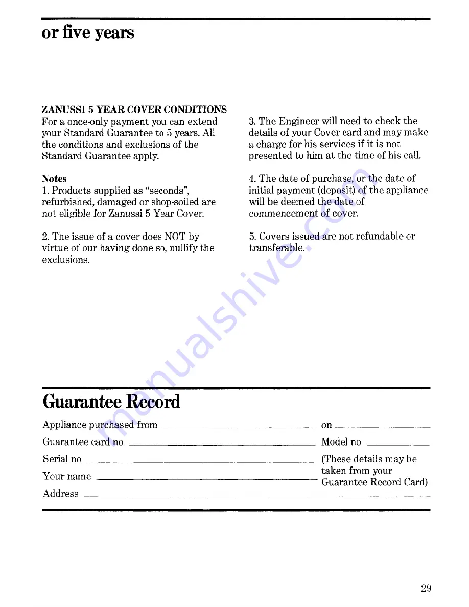 Zanussi FL 811 Instructions For Use And Care Manual Download Page 29