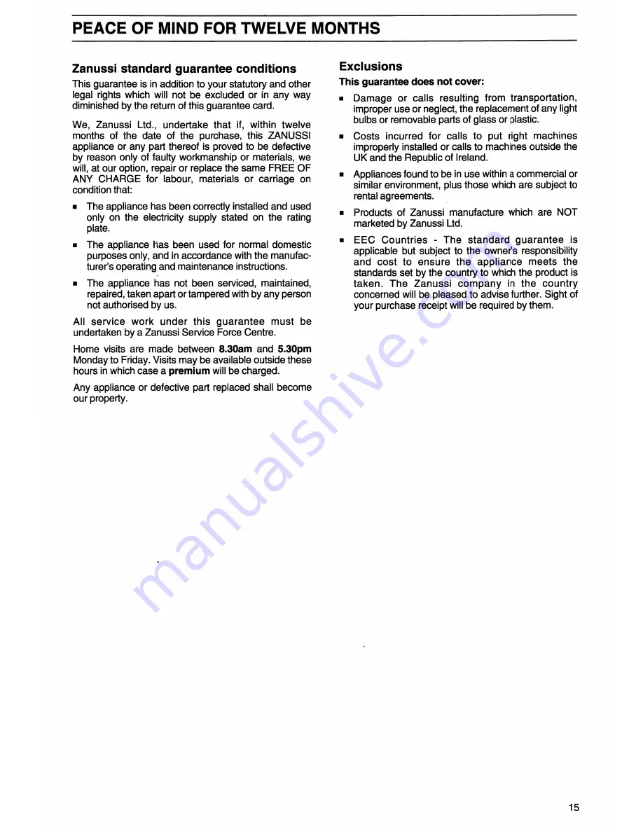 Zanussi TD530 Instruction Booklet Download Page 15