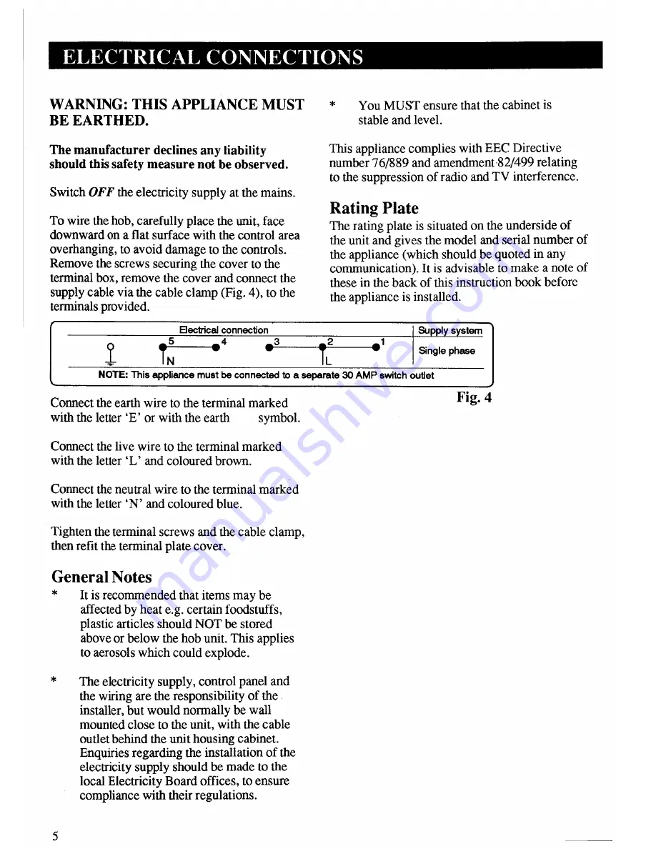 Zanussi VCH 3005 RSS Instruction Booklet Download Page 6