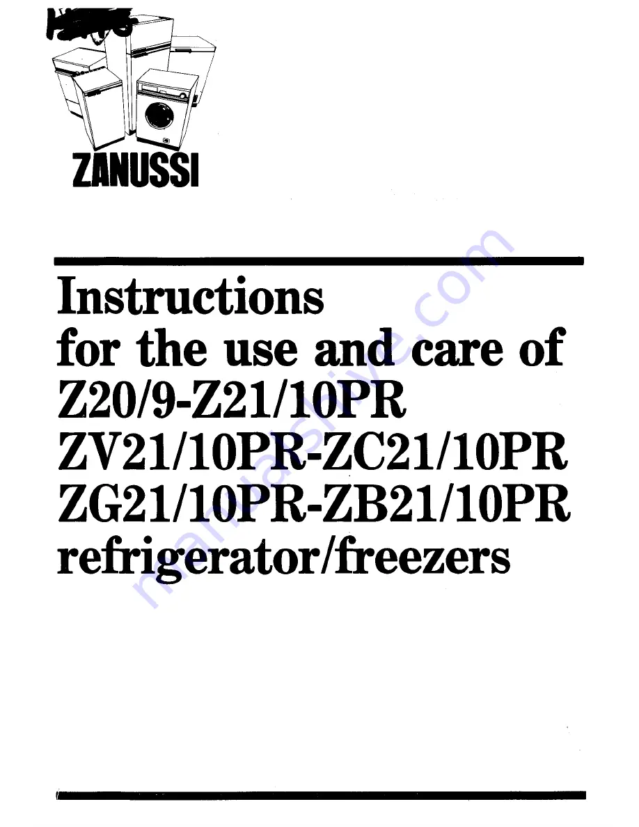 Zanussi Z20/9 Instructions For The Use And Care Download Page 1