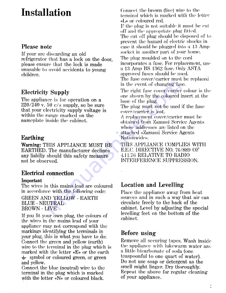 Zanussi Z22/16PR Instructions For The Use And Care Download Page 5