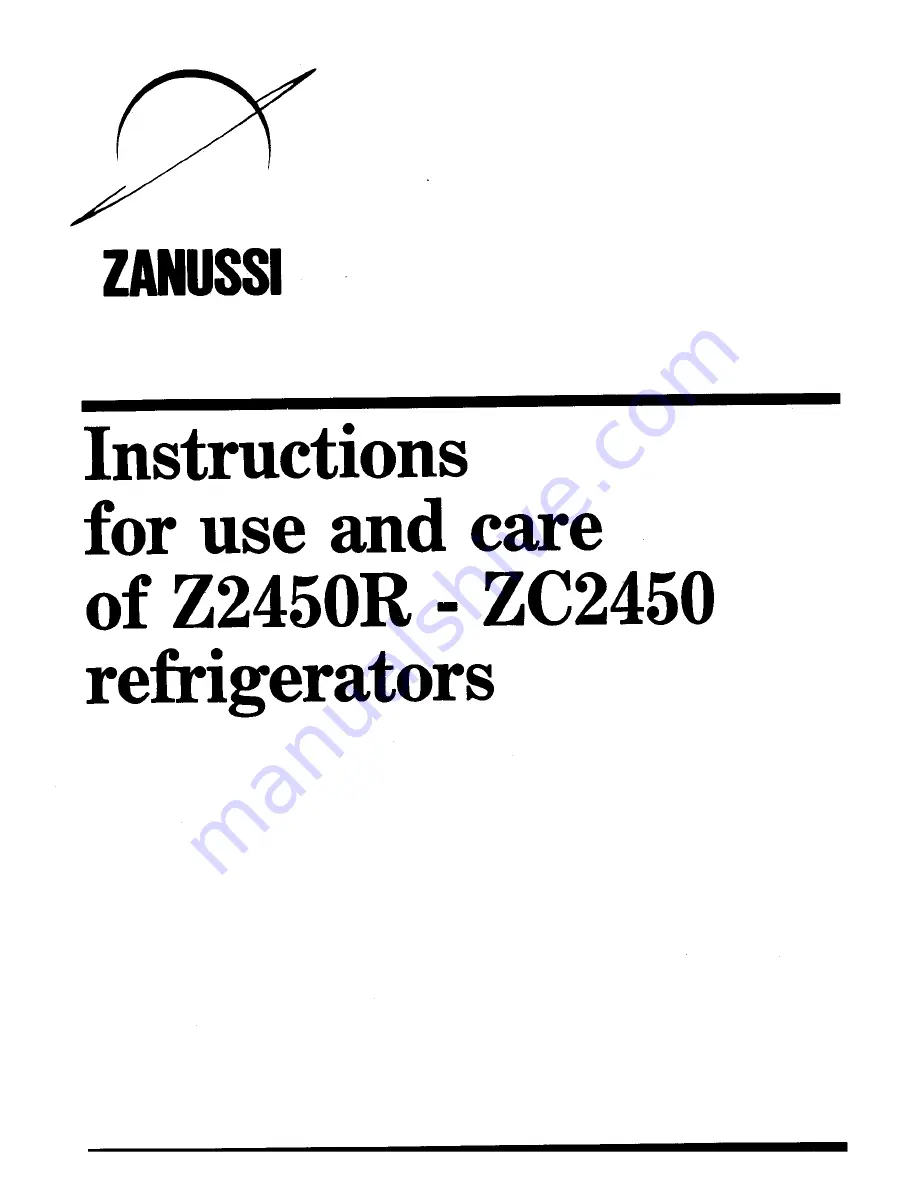 Zanussi Z2450 Instructions For The Use And Care Download Page 1