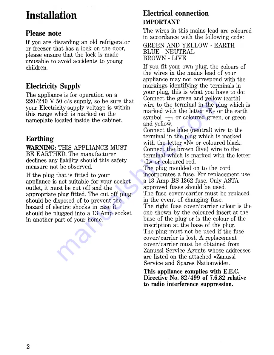 Zanussi ZB502VR-VF17 Instructions For The Use And Care Download Page 2