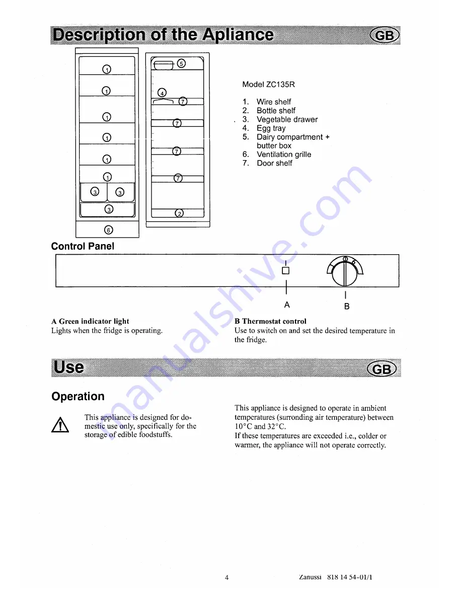 Zanussi ZC135R Instruction Booklet Download Page 4