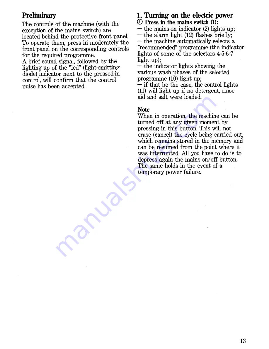 Zanussi ZE1001IS Instructions For The Use And Care Download Page 13