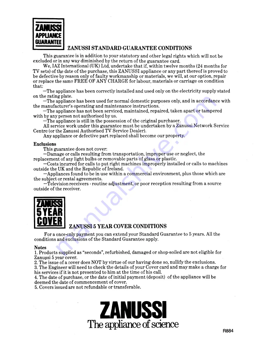 Zanussi ZE1001IS Instructions For The Use And Care Download Page 24