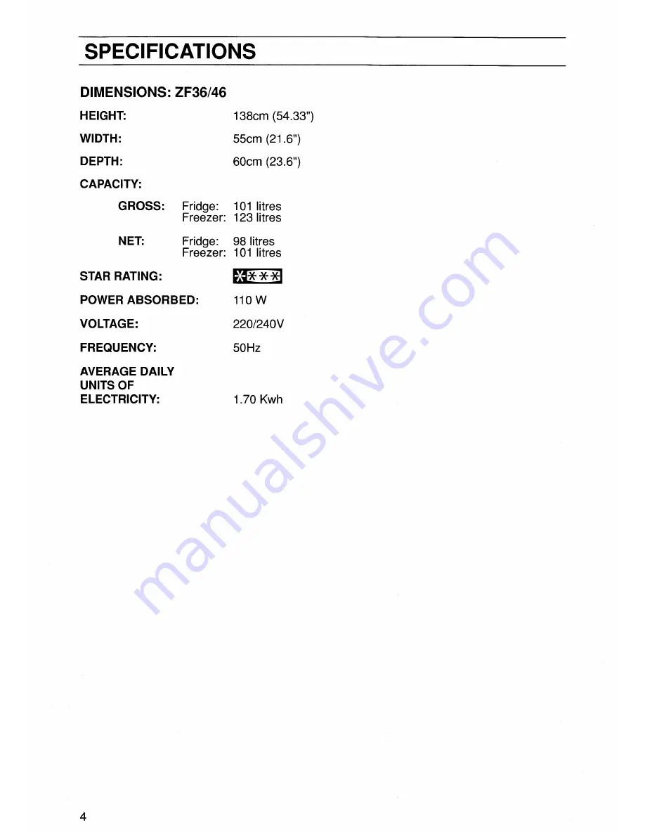 Zanussi ZF 36/46 Instruction Booklet Download Page 6